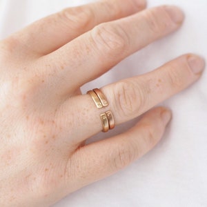 Personalised Initial Open Ring in Yellow or Rose Gold image 2