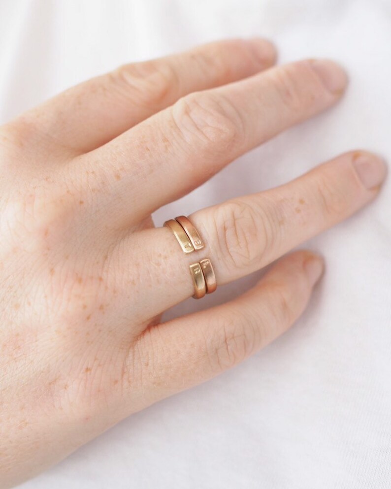 Personalised Initial Open Ring in Yellow or Rose Gold image 2