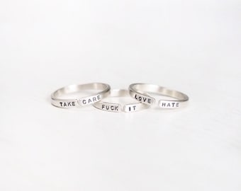 Personalised Open Silver Ring