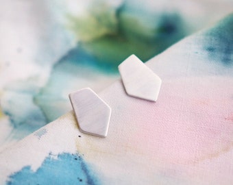 Glacier Geometric Silver Stud Earrings