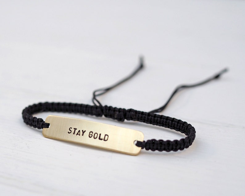 Stay Gold Sterling Silver or Brass and Macramé Bracelet, Choice Of Colours Available image 2