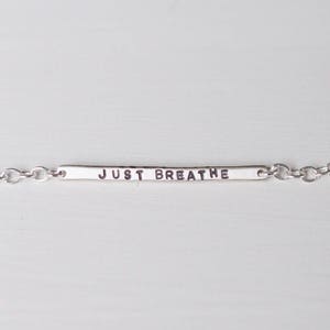 Just Breathe Sterling Silver Tiny Bar Bracelet, Delicate Mininalist Design, Can Be Personalised. Custom Bracelet. image 4