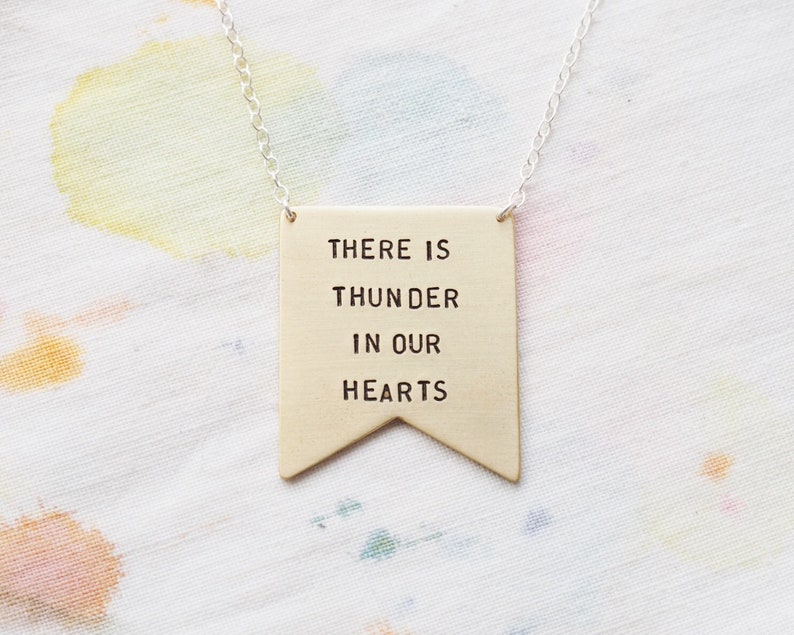 There Is Thunder In Our Hearts Brass or Sterling Silver Necklace Can Be Personalised image 1