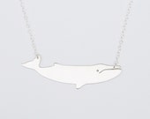 Fin walvis Sterling zilveren of koperen ketting, 35% van elke verkoop naar het Cetacean Wereldbond, dier liefdadigheid sieraden gaat