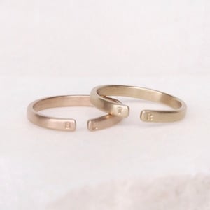 Personalised Initial Open Ring in Yellow or Rose Gold image 1