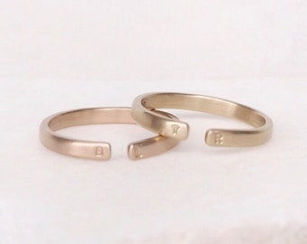 Personalised Initial Open Ring in Yellow or Rose Gold