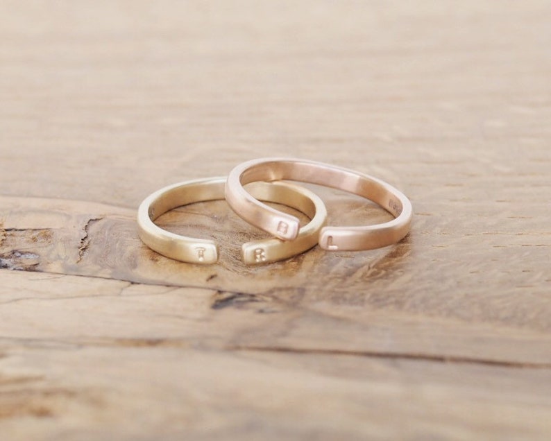 Personalised Initial Open Ring in Yellow or Rose Gold image 6