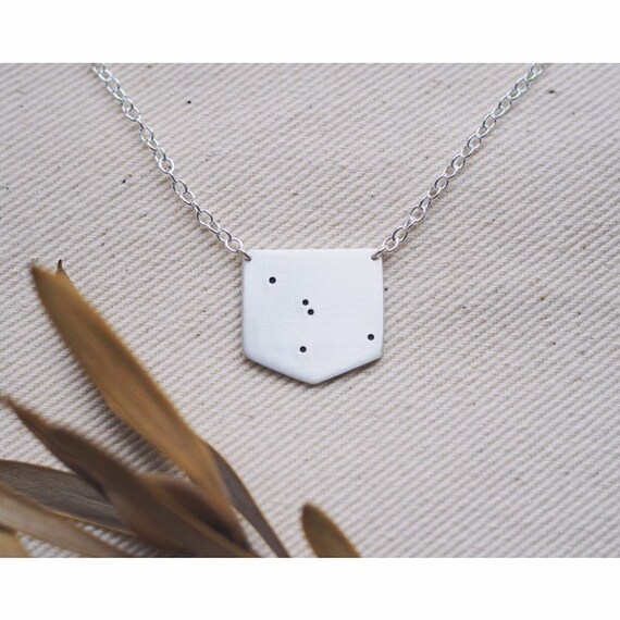 Cancer Zodiac Star Sign Constellation Necklace in Brass or Sterling Silver