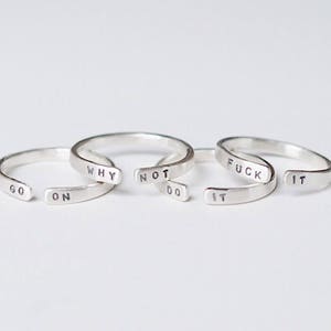 Go On Sterling Silver Motivational Ring, Can Be Personalised. Custom Ring. image 5