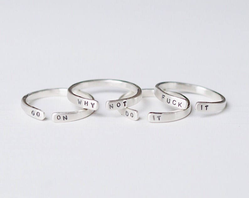 Go On Sterling Silver Motivational Ring, Can Be Personalised. Custom Ring. image 5