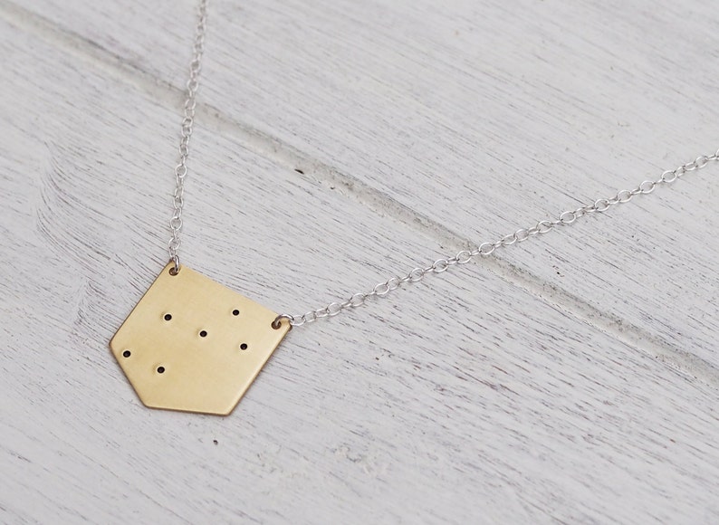 Lyra Constellation Necklace in Brass or Sterling Silver image 4