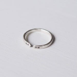 Go On Sterling Silver Motivational Ring, Can Be Personalised. Custom Ring. image 2