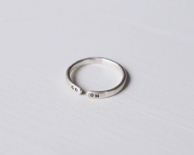 Go On Sterling Silver Motivational Ring, Can Be Personalised. Custom Ring. image 2