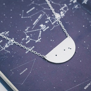 Zodiac Constellation Necklace in Sterling Silver, Semi Circle Shape image 3