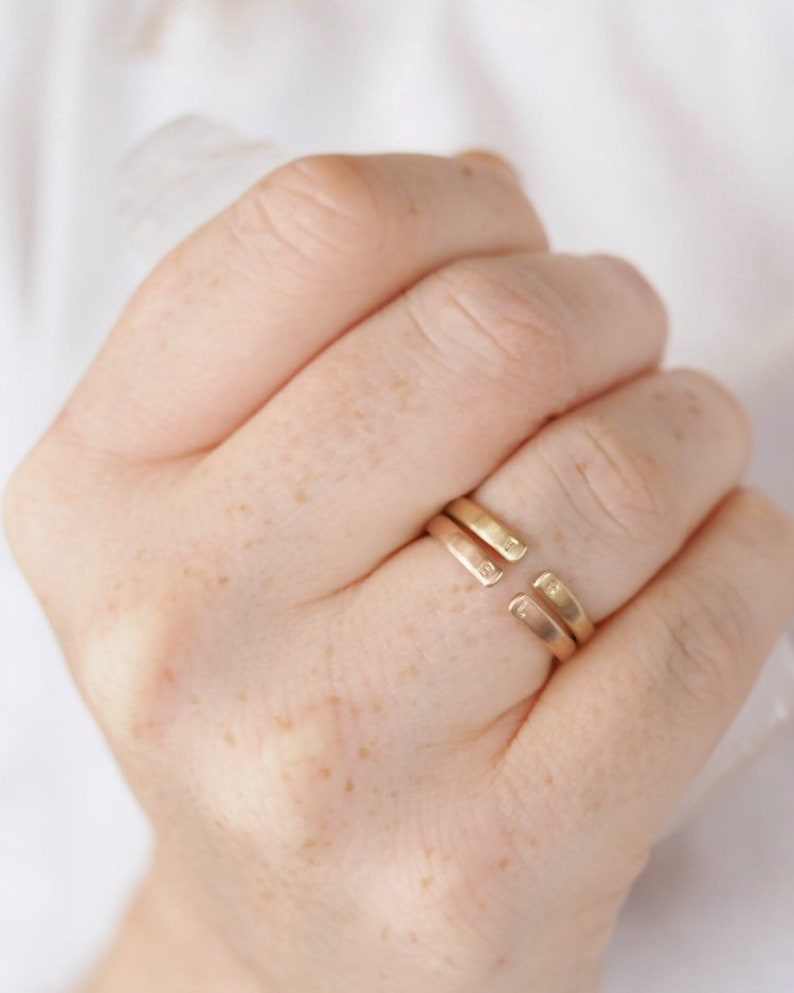 Personalised Initial Open Ring in Yellow or Rose Gold image 7
