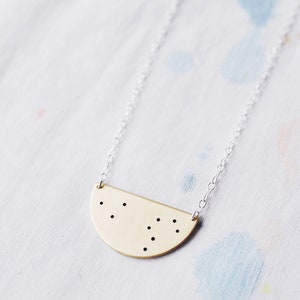 Zodiac Constellation Necklace in Sterling Silver, Semi Circle Shape image 1