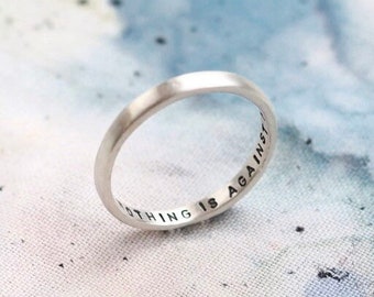 Affirmation Personalised Posey Ring Custom Message Inside Silver Band