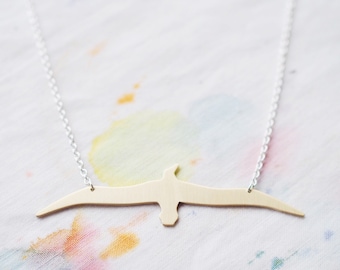 Albatross Sterling Silver or Brass Necklace, For Good Luck. Bird Necklace, Animal Jewelry, Lucky Ornithology