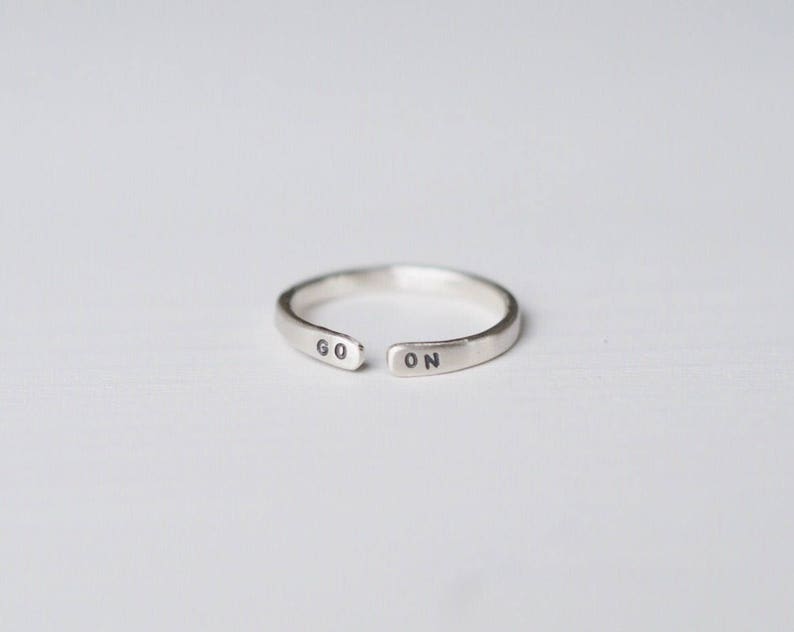 Go On Sterling Silver Motivational Ring, Can Be Personalised. Custom Ring. image 4