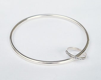 Silver Bangle with Personalised Ring Charm