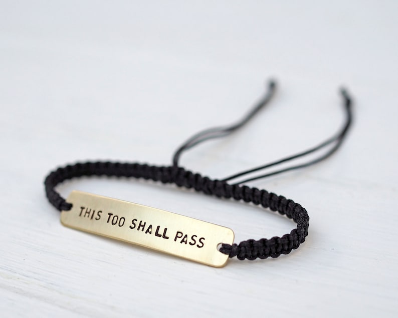 This Too Shall Pass Sterling Silver or Brass and Macramé Bracelet, Choice Of Colours Available Positive Friendship Bracelet image 2