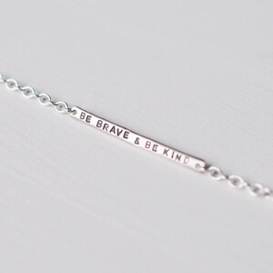Be Brave & Be Kind Sterling Silver Tiny Bar Bracelet, Can Be Personalised. Custom Bracelet. image 5