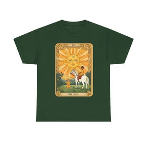 Camiseta unisex de algodón grueso con la carta del Tarot del Sol, estilo bohemio, con vibra positiva, regalo para amantes del tarot, ropa astrológica.
