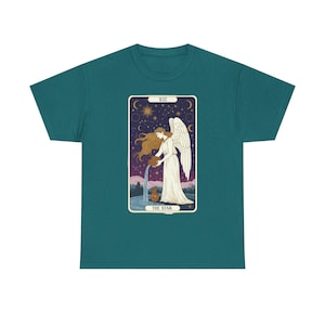 Camiseta unisex de Tarot Celestial: diseño de estrellas, camiseta astrológica, regalo para amantes del ocultismo, ropa espiritual, moda bohemia, camiseta cósmica