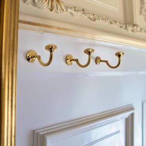 Unlacquered Brass Wall Hooks – Antique Style Brass Clothes Hooks, Vintage Style Wall Hooks for Home Decor, Handmade Brass Hooks