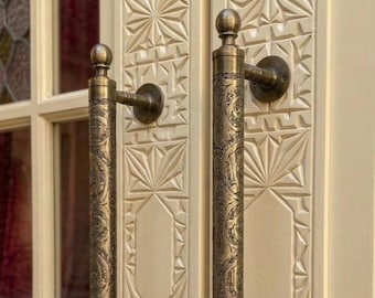 Vintage Solid Brass Door Handles, Antique Moroccan Cabinet Hardware, Retro Kitchen Pulls, Handcrafted Antique Handle, Antique Door Hardware.