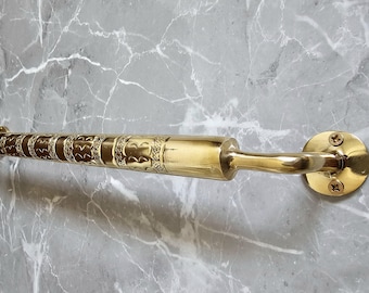 Brass Towel Bar, Bronze Brass Towel Bar for Bathroom, Antique Towel Bar, Engraved Bathroom Towel Rack, Bath hardware, brass towel holder.