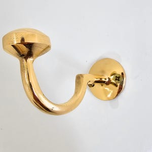 Set Of Handcrafted Unlacquered Brass Hooks For Wal, Solid Brass Hook, Polished Brass, Bathroom, Hallway, Kitchen, Clothes hooks