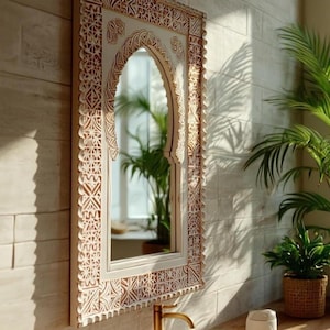 Gorgeous Hand Carved Wooden Mirror, Available in Different Colors and Sizes, Wall Carved Mirror in Vintage Style, Old Farmhouse Wall Mirror.