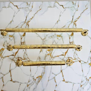 Brass Towel Bar, Unlacquered Brass Towel Bar for Bathroom, Antique Towel Bar, Engraved Bathroom Towel Rack, Brass Towel Rod.