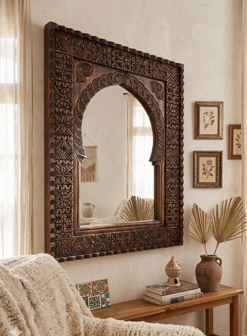 Carved Wood Mirror - Etsy