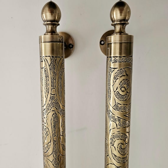Vintage Solid Brass Door Handles, Antique Moroccan Cabinet Hardware, Retro Kitchen Pulls, Handcrafted Antique Handle, Antique Door Hardware.