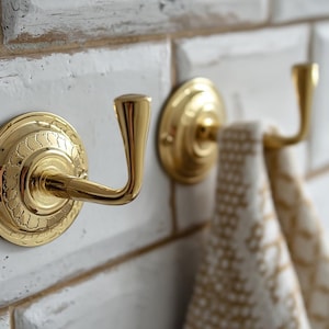 Set of Unlacquered Brass Wall Hooks - Handmade Brass Towel Hooks