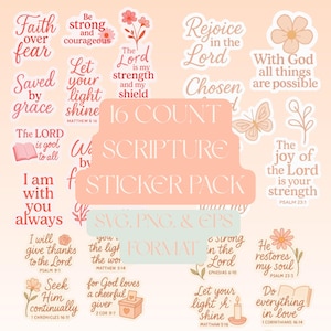 16 adesivi ispirati alle Scritture, carini, estetici e incoraggianti, per lo studio della Bibbia, la chiesa, i diari e altro ancora! [Formati PNG, SVG ed EPS]