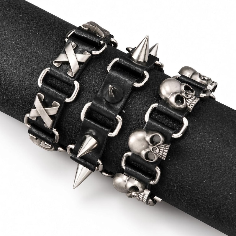 Puck Rocker Punk Rock Skull Bracelet - Etsy