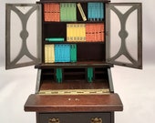 Miniature Georgian Style Drop Front Secretary Desk with Bookcase