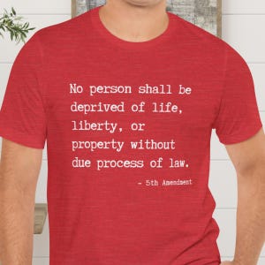 Due Prozess des Rechts Unisex T-Shirt, US-Verfassungs-Zitat, Geschenk für Jurafakultät oder bestanden die Messlatte, soziale Gerechtigkeit