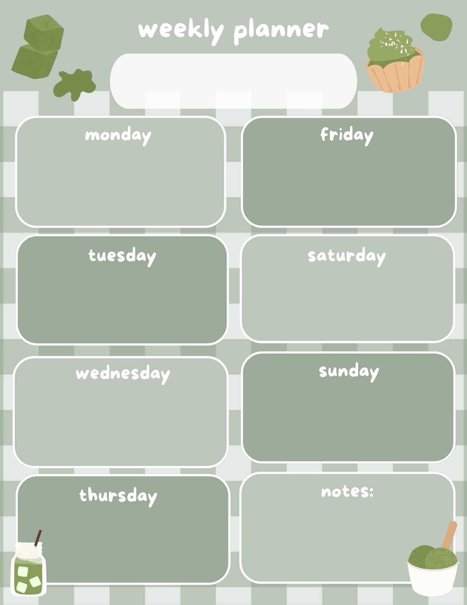 Matcha Green Theme Digital Planner (monthly/weekly/daily) - Etsy