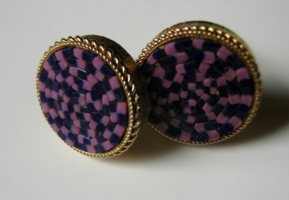 Purple and Pink Micromosaic Italian Glass Vintage… - image 1