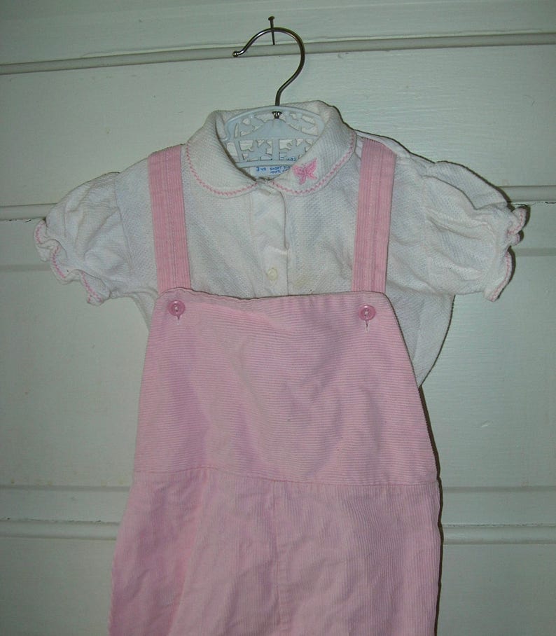 Midcentury Pink Toddler Corduroy Overalls with Shirt Etsy