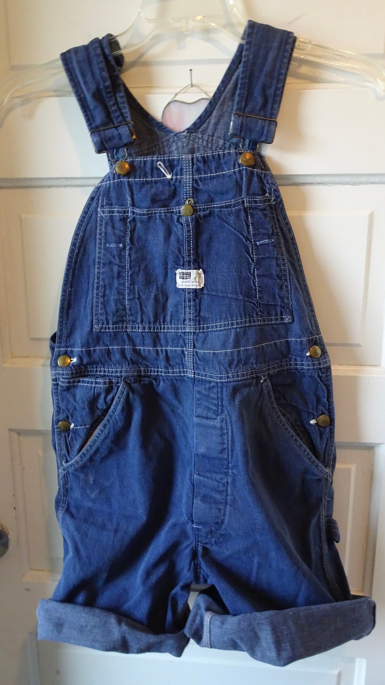 Vintage Blue Denim Overall Shorts 1970s Adult/Teen Sears Union | Etsy