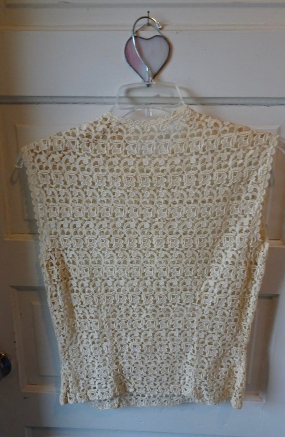 Collectible Art Deco Lace Crochet Bodice Ecru Whi… - image 5