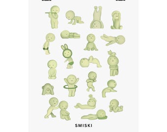 Minimalist Smiski Poster Cute Wall Art Print and Physical Illustration for Smiski Fans