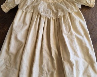 Antique Victorian 19th Century Christening Baby Gown dress incredible lace trim and details