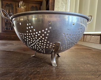 1960's Vintage Aluminum Colander Strainer MCM Kitchen Decor Star Print Pattern