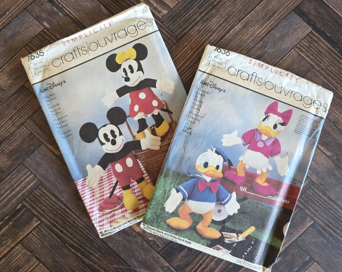 Sewing Pattern Mickey 1980's Vintage Disney Sewing Patterns for Mickey and Minnie and Donald ...